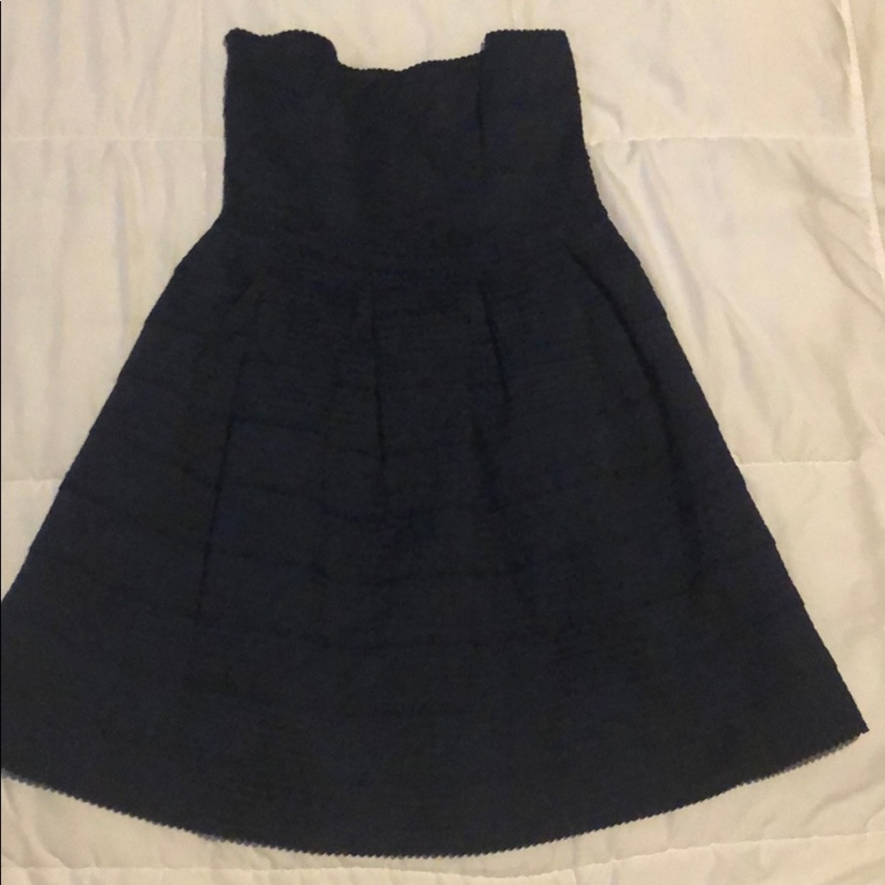 strapless navy blue bandage dress